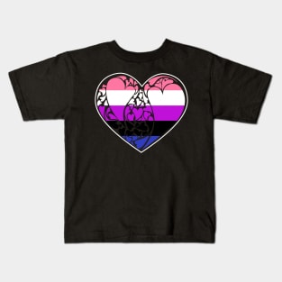 Genderfluid Flag LGBT+ Heart Kids T-Shirt